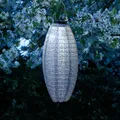 Produktbild: LED Solar Lampion oval mit Blumenmuster blau 25cm für Party Balkon Terrasse outdoor Gartenlampion mit Sensor wetterfeste Solarlampe hängend Laterne (blau - 1 Stück (oval))
