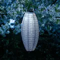 Produktbild: LED Solar Lampion oval mit Blumenmuster blau H: 40cm Party Balkon Gartenlampion