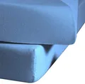 Produktbild: fleuresse Jenny C klassisches Jersey-Spannlaken, 100% Baumwolle, mit praktischem Rundumgummi, Fb. Mittelblau, Größe 100 x 200 cm, auch passend für 90 x 190/200