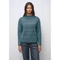 Produktbild: Jacquardpullover STREET ONE, Damen, Gr. 36, tide blau, Stoff, 51% Viskose, 30% Polyester, 19% Nylon, Jacquardmuster, normal normal, hoch geschlossener Ausschnitt, abgesteppt, Pullover, mit grafischem Muster
