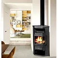 Produktbild: Panorama Kaminofen 9kW Holzofen 3 Scheiben 3 seitig Heizofen Ofen Kamin 56320 - Schwarz