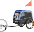 Produktbild: VEVOR Hundeanhänger, unterstützt bis zu 30 kg, Fahrradanhänger für kleine & mittelgroße Hunde, klappbarer Rahmen mit Schnellspannrad, universelle Fahrradkupplung, Reflektor, Flagge, interne Leine