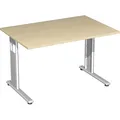 Produktbild: geramöbel Flex höhenverstellbarer Schreibtisch ahorn rechteckig, C-Fuß-Gestell silber 120,0 x 80,0 cm