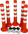 Produktbild: Flexibler Absperrpfosten Ecoline 75cm orange mit vier Reflexstreifen (RA1cM) inkl. Befestigungsmaterial - extra leicht, überfahrbar, flexibel und langlebig (5 Stück)