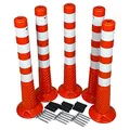 Produktbild: UvV-Flex 5 Stück Sparset Absperrpfosten Ecoline 75cm orange mit vier Reflexstreifen (RA1) inkl. Befestigungsmaterial - extra leicht, überfahrbar, flexibel und langlebig (5-75cm)