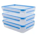 Produktbild: emsa Frischhaltedosen CLIP & CLOSE 5.8 cm hoch 3x 1,2 l transparent, blau 515645