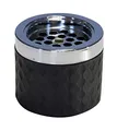 Produktbild: APS 564 Windaschenbecher, Ascher Aschenbecher, aus verchromtem Metall, gefrostetes Glas, mit Bajonettverschluss, Ø 9,5 cm, 8 cm Höhe, schwarz, klein