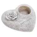 Produktbild: Grabschmuck Herz Wir vermissen Dich 18 x 20 x 8 cm auch zum Bepflanzen Grau