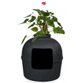 Produktbild: RHRQUALITY Katzentoilette - Flower XXL – Versteckte Katzentoilette – Für große Katzen – Mit großem Eingang (51 cm) und Abnehmbarer Oberseite – Schwarz