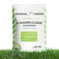 Produktbild: TerraDomi Blaukorn Dünger 25kg | Rasendünger Sommer mit Langzeitwirkung | Blaudünger optimal auch bei Hitzestress für einen gesunden Rasen | Volldünger & Universaldünger | 625m²