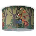 Produktbild: Paco Home - Pendelleuchte Kinderzimmer Deckenlampe Stoff Lampenschirm Rund Dschungel Design 4 (Ø45,5 cm), Deckenleuchte - Weiß
