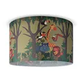 Produktbild: Paco Home Pendelleuchte Kinderzimmer Deckenlampe Stoff Lampenschirm Dschungel Tiere E27 1,5m Textilkabel Dinosaurier Zoo, Farbe:Design 4 (Ø45,5 cm), Leuchtenart/Farbe:Deckenleuchte - Weiß