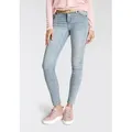 Produktbild: Skinny-fit-Jeans TAMARIS, Damen, Gr. 42, N-Gr, blau (blau bleache), Denim/Jeans, Obermaterial: 74% Baumwolle, 24% Polyester, 2% Elasthan, unifarben, skinny fit lang, Jeans, schmale Beinform, normale Leibhöhe, 5-Pocket-Form, Used-Waschung
