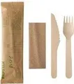 Produktbild: Papstar 88229 - 1 Person(en) - Einweggabel - Einwegmesser - Paper napkin - Holz - Natürlich - Monochromatisch - 50 Stück(e) (88229)