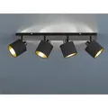 Produktbild: Reality Leuchten - Deckenstrahler tommy 4-flammig Schwarz, Stoffschirme Schwarz Gold, Breite 70cm
