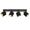 Produktbild: Reality Leuchten Tommy R80334079 Spotbalken, Metall Schwarz Matt, Stoffschirm Goldfarbig