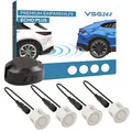 Produktbild: VSG24 Premium Einparkhilfe hinten zum nachrüsten am Auto, PDC Parksensoren hinten mit Stecksystem für einfachste Montage Rückfahrwarner mit Lautsprecher & 4 Sensoren Parkhilfe Nachrüstsatz Weiß