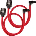 Produktbild: Corsair Premium Sleeved SATA 3 Kabel Gewinkelt / Gerade (6Gbps, 30 90°) Rot