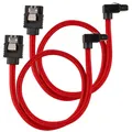 Produktbild: Corsair Premium Sleeved SATA-Kabel gewinkelt, rot 30cm - 2er Pack