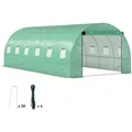 Produktbild: Outsunny - Gewächshaus 300x600x200cm Foliengewächshaus Tomatenhaus mit Tür, 12 Fenster, Folientunnel aus verzinktem Stahl, 170g/m2 pe, stabiles