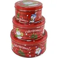 Produktbild: 3er Keksdosen Set mit Weihnachtsmotiv ca.19,5x9cm verschiedene Größen aus Metall, Weihnachtsmotive:Merry Christmas!