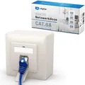 Produktbild: Netzwerkdose CAT.6a mit 1x RJ45 Port Aufputz / Unterputz RAL9010