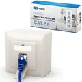 Produktbild: HB-DIGITAL 1x CAT 6a Netzwerkdose LAN Dose Universal Anschlussdose - 1x RJ45 Port - Aufputz/Unterputz Geschirmt EIA/TIA 568A&B 8P8C 1 Gigabit Ethernet Netzwerk – Reinweiß