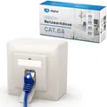 Produktbild: Netzwerkdose CAT.6a mit 1x RJ45 Port Aufputz / Unterputz RAL9010