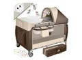 Produktbild: KIDIZ® Babybett Reisebett Kinderreisebett Faltbar mit Matratze 120x60, Seiteneingang, Wickelauflage, Mosktionetz, Spielbogen & Tragetasche Baby Beistellbett Kinderbett ab Geburt bis 15 kg