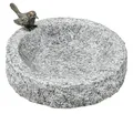 Produktbild: Dehner Vogeltränke Vogeltränke mit Bronze-Vogel, Ø 30 cm, Höhe 7 cm, Granit, frostbeständiger Trinkplatz für Vögel