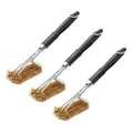 Produktbild: 3X Grillfürst Premium Grillbürste mit Messing Borsten, 45 cm - Grill Reinigungsbürste für Grillrost, Grillrost Bürste mit langem 3-Fach Bürstenkopf