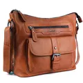 Produktbild: Benthill Damen Handtasche Leder - Umhängetasche aus weichem hochwertigem Echtleder - Vintage Fashion Bag Beutel - Shopper - Schultertasche, Farbe:Braun