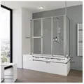 Produktbild: Badewannenaufsatz 3-teilig mit Seitenwand SCHULTE Komfort 1290,0 x 140 cm Glasdekor Tropfen Profilfarbe aluminium D1603- - Silber