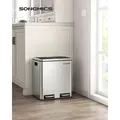 Produktbild: SONGMICS Mülleimer 30L Treteimer 2 x15L Edelstahl Abfalleimer mit Trennsysteme und 2 Inneneimer LTB30H - Silber/Schwarz