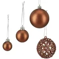 Produktbild: Relaxdays Weihnachtskugeln 100er Set, Weihnachtsdeko, matt, glänzend, glitzernd, Christbaumkugel ∅ 3, 4 & 6 cm, braun