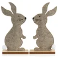 Produktbild: com-four® 2x Deko Aufsteller für Ostern - Niedliche Filz-Osterhasen - Osterdeko zum Hinstellen - Osterdekoration aus Holz und Filz (2 Stück - 34cm)