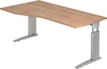 Produktbild: HAMMERBACHER Schreibtisch Schreibtisch C-Fuß 180x100/80cm Nussbaum/Silber