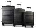 Produktbild: Worldpack Trolley Set Schwarz (S, M, L) – Leicht & stabil mit viel Stauraum – Hartschalenkoffer mit Organizer, TSA-Schloss & Zwillingsrollen – Umweltfreundlich – Reisekoffer Set 3 teilig