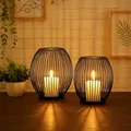 Produktbild: BigDean Kerzenständer 2x oval Deko Kerzenhalter Metall Schwarz Kerzen Ständer Stumpenkerzen (Set, Kerzenhalter), Kerzenhalter, Stumpenkerzen, Windlicht, Deko, Festlich