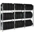 Produktbild: Reifenregal,Grundfeld,HxBxT 2750x1300x400mm,f. Reifen-Ø 550-750mm,Fachl. 150kg,4xTraversen,beidseitig,Ständer verzinkt
