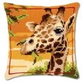 Produktbild: VERVACO Kreuzstich Stickpackungen Kissen Stickerei Set Anfänger Vorgedruckt Giraffe DIY Set Kreativ Set Für Erwachsene Dekoratives Kissen ca. 40 x 40 cm Bastelset Handwerker Haus Dekoration