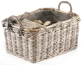 Produktbild: Kobolo Holzkorb für Kaminholz rechteckig Kubu grey - Rattan - Stoff dunkel