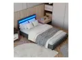 Produktbild: Juskys Polsterbett Paris 120 x 200 cm – Bett mit LED-Beleuchtung, Lattenrost & Kopfteil - Grau