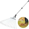 Produktbild: VEVOR Laubrechen, 15 Zinken, Gartenrechen für Rasen mit 570 mm breitem Kopf & 81–160 cm verstellbarer Stange, Fächerbesen zum Entfernen kleiner Blätter für Gartenarbeit, Camping, Hof, Gras