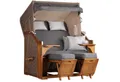 Produktbild: MR.DEKO Strandkorb Komplettset 2-Sitzer Schleswig Pinie 120x160cm + Schutzhülle & Rollen, BxTxH: 0x0x0 cm, 2-Sitzer, Schleswig, (Zweisitzer Strandkorb mit Bistrotischen & Fußstützen), Bereits montiert, UV-beständig, mit Abdeckhülle & Edelstahl-Beschläge