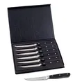 Produktbild: Hanseküche Steakmesser Set – 6x Hochwertige Steakmesser mit Holzgriff – Edles Besteck Set aus rostfreiem Spezialklingenstahl mit Wellenschliff und Geschenkbox (Schwarz)