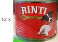 Produktbild: 12 x 185 g RINTI Gold mit feinen Stückchen vom Rind (€ 9,89/kg) Hunde-Nassfutter