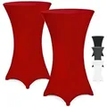 Produktbild: Stehtisch Husse 2er Set Ø60-65/70-75/80-85cm Farbwahl Stretch Stehtischhusse Überzug 2er Set bordeaux, 70Ø - Detex