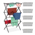 Produktbild: Relaxdays Wäscheständer klappbar, ausziehbar, 11 Stangen, 6 Ebenen, Turmwäscheständer, Metall Wäscheständerturm, schwarz