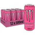 Produktbild: Monster Energy Ultra Rosa - koffeinhaltiger Energy Drink mit erfrischendem Grapefruit Geschmack - ohne Zucker und ohne Kalorien - in praktischen Einweg Dosen (12 x 500 ml)